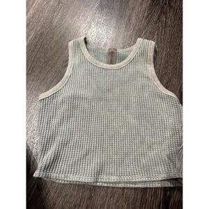 AS Revival Waffle Knit Tank Top Grey Cropped Sleeveless Casual Size XL